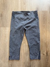 Lululemon Women's Heathered Gray Cropped Capri Leggings Sz 10 Back Pocket Pants