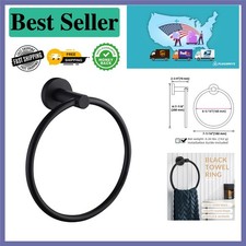 Modern Matte Black Towel Ring - Secure Hand Towel Holder for Bathroom Elegance