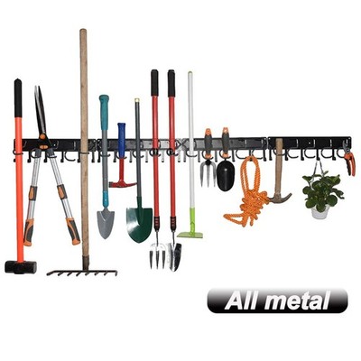 68'' All Metal Garden Tool Organizer,Adjustable Garage Wall Organizers and Sto...