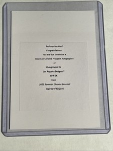 CHING-HSIEN KO 2025 Bowman Chrome Auto Autograph Redemption #CPA-CK Dodgers