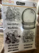 Simon Says Stamp! AUTUMN GREETINGS snow globe Christmas Halloween Pumpkin Patch