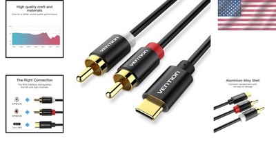 VENTION USB C to 2 RCA Audio Cable, Type-C to RCA Cable 2RCA Jack