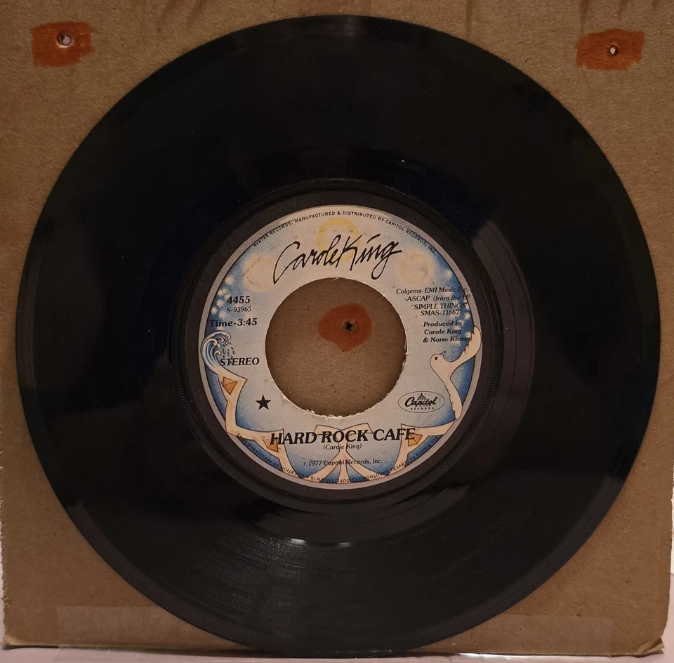 Carole King - Hard Rock Cafe/To Know I Love You - Capitol 45 RPM S-93969 - Image 2 of 2
