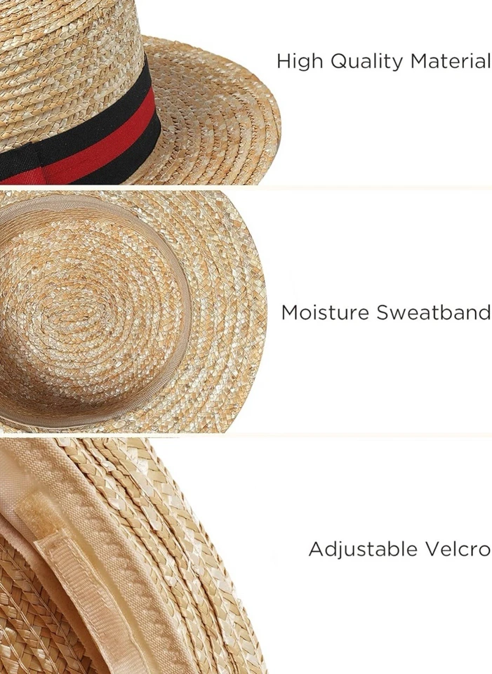 CUALQUIER OFERTA EN BABYOND Hombres Ala Navegante HaT Sombrero de Paja Mediano M Rojo Negro Cuerda Foto 2 de 3