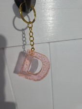 Initial New Block Letter D Resin Melon W Sparkle Key Chain