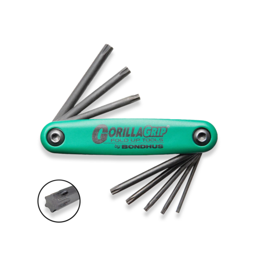 BONDHUS Gorilla Grip Hex Fold Up Torx Key Set 8pcs TX9-40 TF8 12634