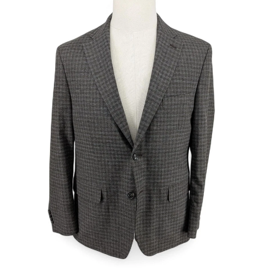 Jaqueta blazer masculina xadrez ajuste moderno Tommy Hilfiger marrom 42 P nova sem etiquetas - Imagem 2 de 4