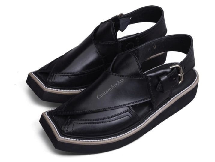 SAOLA sandali pelle fatti a mano uomo peshawari chappal nero scamosciato kaptaan doppia suola