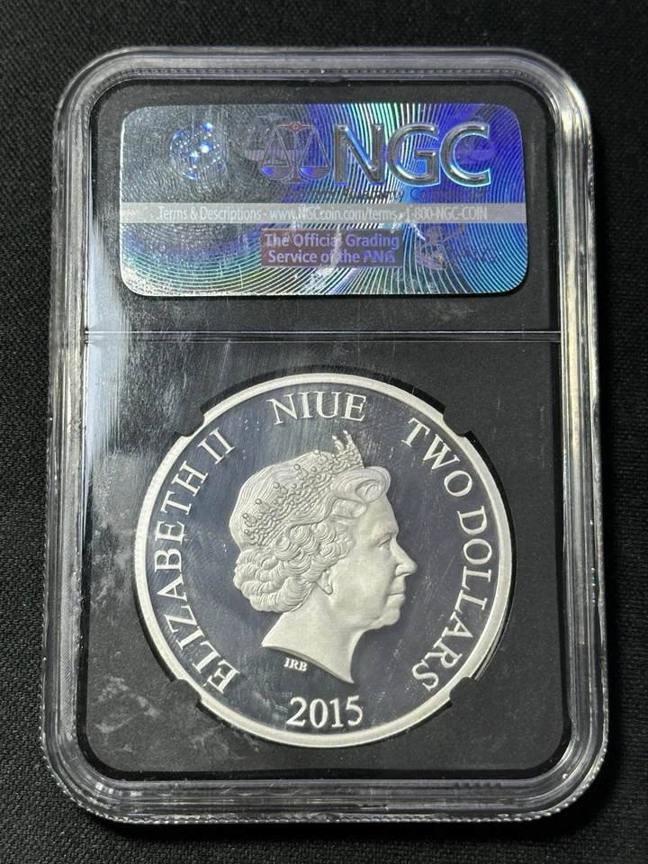 Niue 2015 $2 Avengers Age of Ultron Captain America NGC PF70 UC Slab Scratched - Image 2 of 2