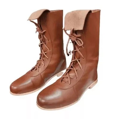 Mittelalter Reitstiefel mit Ledersohle, Mittelalterschuhe, Renaissancestiefel