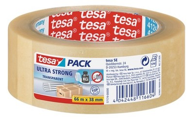 tesapack Ultra Strong - PVC Packing Tape for Solid Packaging and Secure Bundling