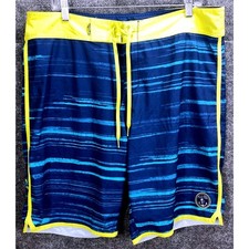 Salt Life Mens Board Shorts Sz 36 Blue Striped Swim Trunks SLX QD Vapor Stretch