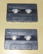 2 TYPE IV METAL CASSETTE TAPES TDK MA90 & MA110 BLANK MEDIA LIGHT WEAR