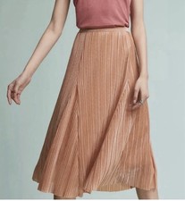 Anthropologie Ambra Pink Metallic Pleated Skirt Size XLarge