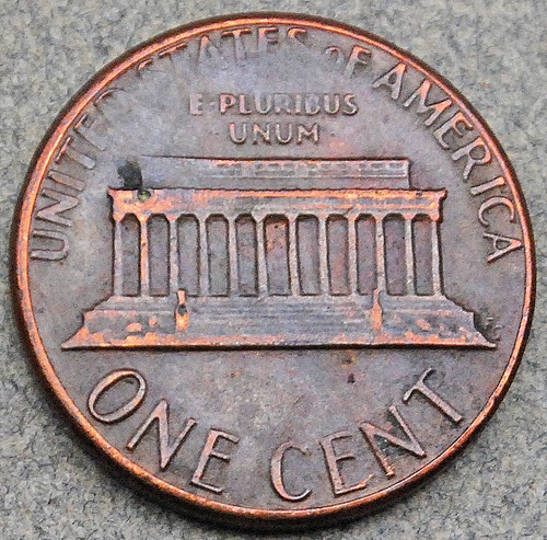 1984-P Lincoln Memorial Cent Penny Error Hole In Neck - Not Cleaned - 2.54 grams - Picture 2 of 2