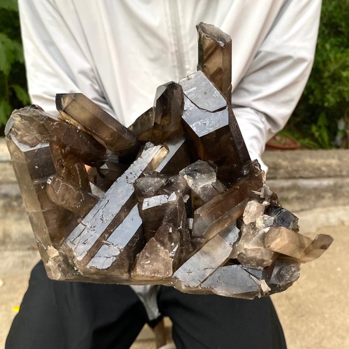 4.85LB Natural smoky black quartz cluster crystal mineral specimen healing - 第 1/11 張圖片