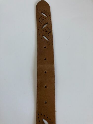 Cintura donna Lucky Brand pelle marrone fustellata boho taglia grande fibbia oro 43" - Foto 4 di 7