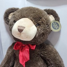 FAO Schwarz 38" Brown Teddy Bear Soft Plush Stuffed Toy with Red Ribbon and Tag
