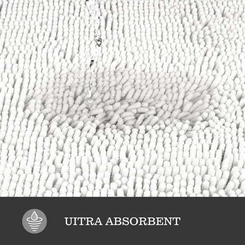 Yeaban White Bathroom Rugs Thick Chenille Bath Mats | Absorbent And Washable Rug - Picture 5 of 7