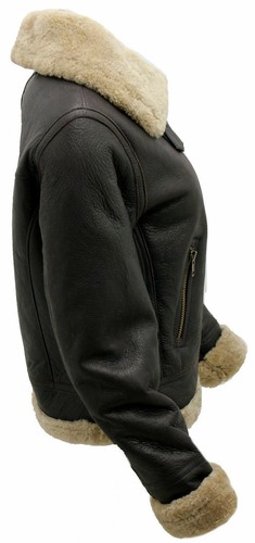Chaqueta Voladora de Cuero de Oveja Gruesa Marrón B3 Segunda Guerra Mundial Jengibre Real - Imagen 5 de 9