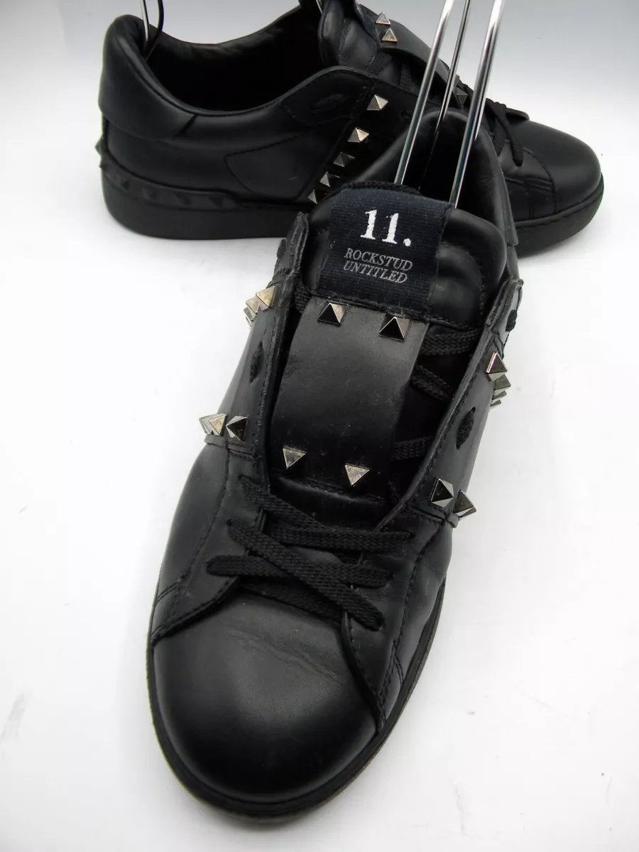 Valentino Garavani Rockstud Untitled Black Leather Sneakers Size
