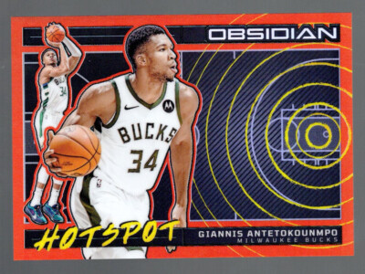Giannis Antetokounmpo 2023-24 Panini Obsidian Hotspot EE Orange Flood #14 /75