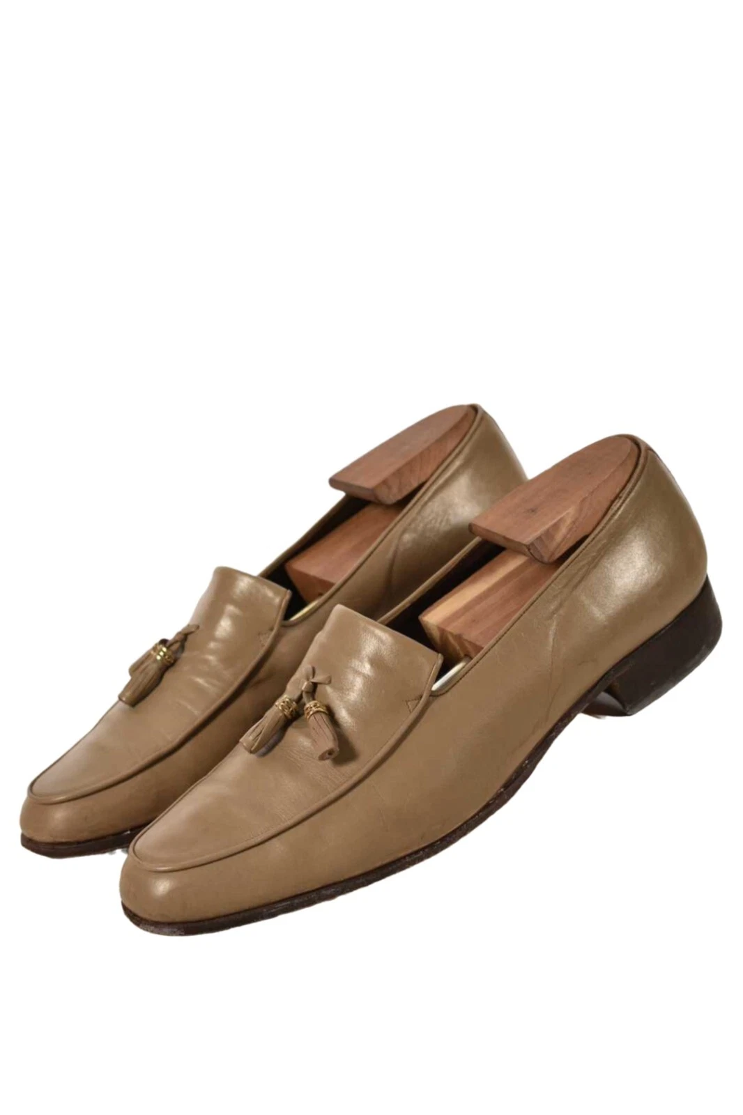 MOCASSINS À ORTEIL BEIGE ANNÉES 1970 CHRISTIAN DIOR CUIR DE VEAU GLAND AMANDE 9US ITALIE