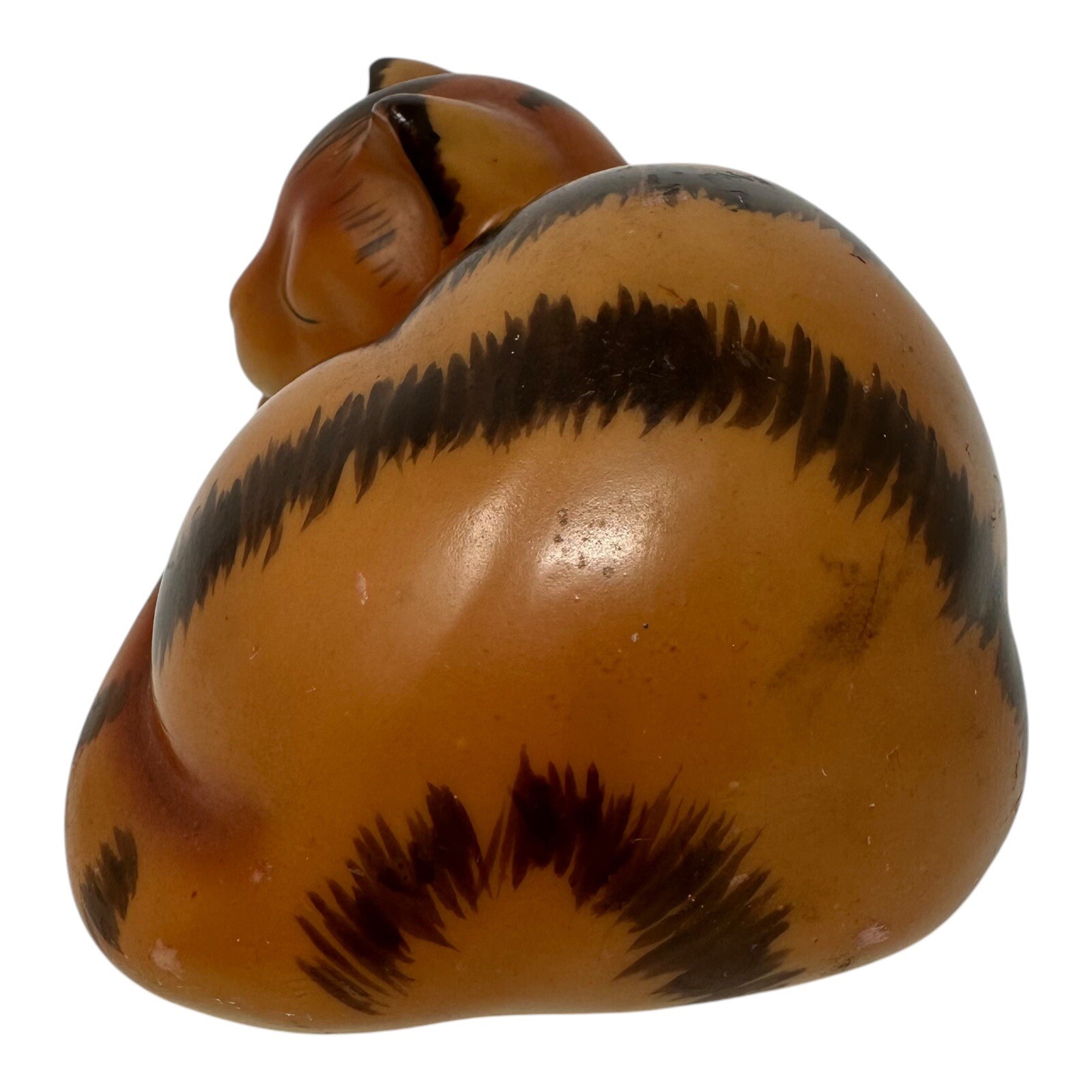 Vintage 80s Sleeping Orange Tabby Cat Resin Figurine Crowning Touch Collection