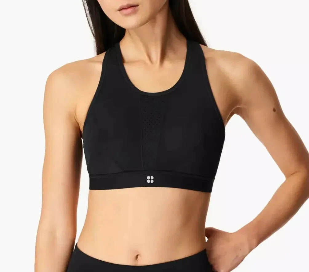 NEW SWEATY BETTY 'High Intensity' Sports Bra Size 34 C Black #SB967A $68