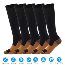 3 Pairs Compression Socks Copper Fit Knee High 20-30mmHg Energy Support Recover