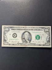 Star Note 100 Dollar USA 1974 USD Very Low Serial Number Very Good Condition
