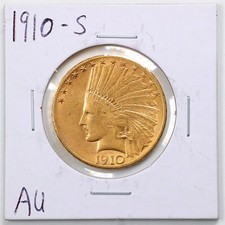 1910-S G$10 Indian Head Gold Eagle in AU Condition #11673