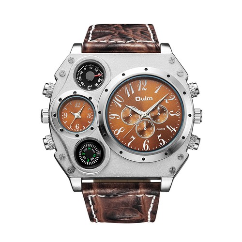 Oulm 1349 Large Big Dial Luxury Mens Sports Watches Male Quartz Watch Leather - Picture 6 of 15