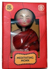 Meditating Monk Tin Toy Bobble Head Desk Toy