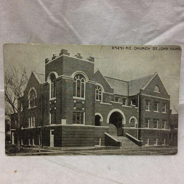 Vintage Postcard Saint John Kansas Methodist Church Scene 1911 eBay