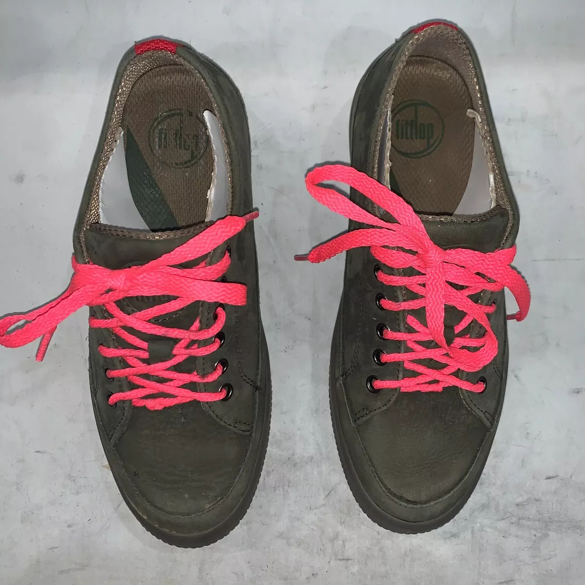 Fit Flop Womens Round Toe Lace Up Sneakers Biomimetix Shoes Dark
