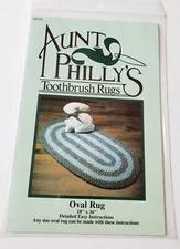 Aunt Philly's Toothbrush Rugs 18"x36" Oval Rug Home Crochet Knitting Pattern