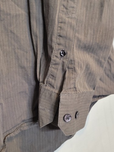MENS BARACUTA BROWN/BLACK STRIPE BUTTON UP LONG SLEEVE SHIRT SIZE XXL 18-18 1/2 - Picture 2 of 5
