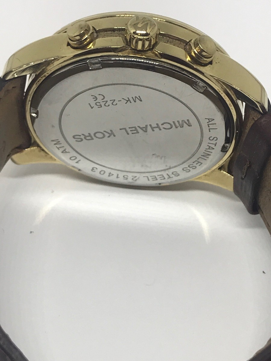 Michael Kors Mk2251 Womens Brown Leather Analog Champagne Dial Quartz Watch No40 Michael Kors Mk2251 Womens Brown Leather Analog Champagne  main image 4
