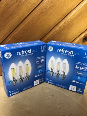 6 Bulbs GE Refresh 60-Watt Replacement BC Daylight Dimmable Light Bulb NEW