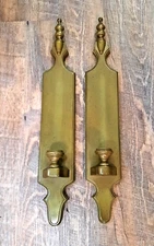 Tell City Furniture Wood Wall Sconces Candle Holders Antique Green MCM 22"