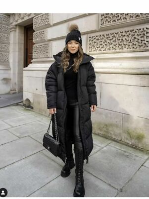 ZARA WOMEN NEW EXTRA-LONG PUFFER COAT BLACK 4391/700 ZARA WOMEN NEW EXTRA-LONG PUFFER COAT BLACK 4391/700
