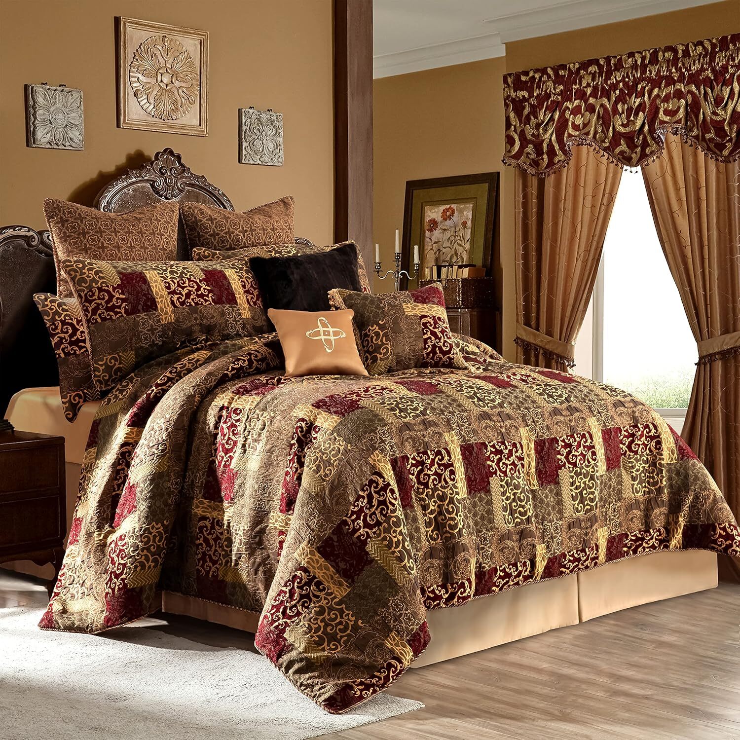Loom and Mill 9-Piece Jacquard Comforter Set in Luxury Traditional Patchwork Design  