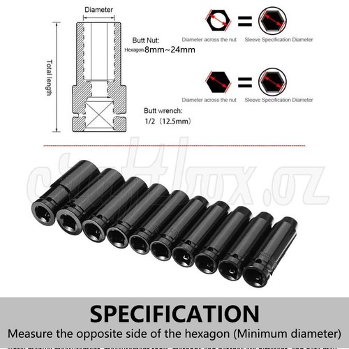 10/20PCS1/2" Drive Deep Impact Socket Set CR-V Steel Metric Sockets Long 8-32MM - Picture 5 of 14