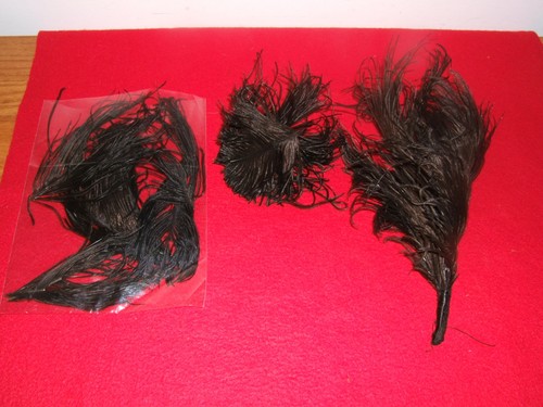 Vintage Antique Black Ostrich Feathers Plumes Millinery Trim Hat Making - Picture 2 of 4