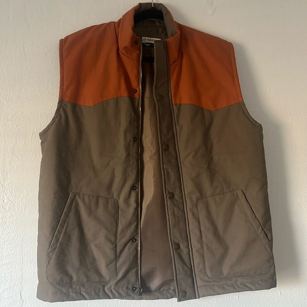 Magellan Outdoors Men's Vest Brown & Orange size Large