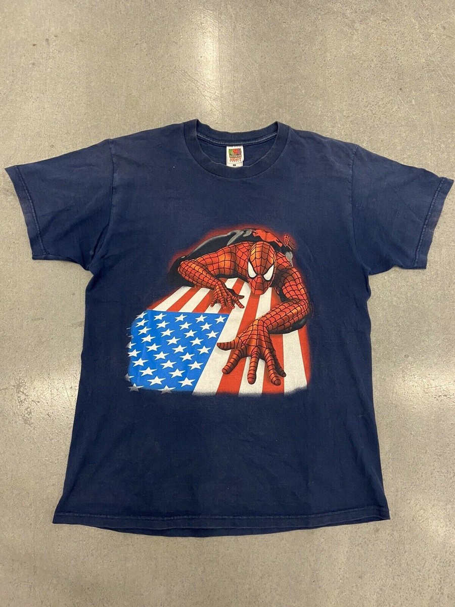 Vintage Spiderman t shirt y2k 2001 Size Large Fruit Of The Loom 