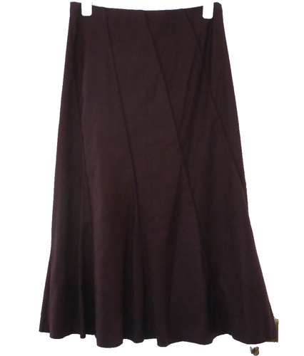 M&S Ladies Size 14 Dark Aubergine Pagan Gothic Suede Look A Line Skirt - Picture 4 of 7