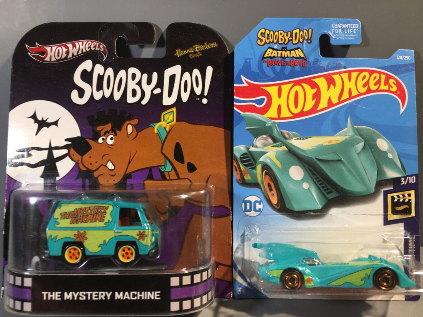 LOT(2)🔥2012 HOT WHEELS RETRO SCOOBY-DOO MYSTERY MACHINE +Scooby Batmobile rare!