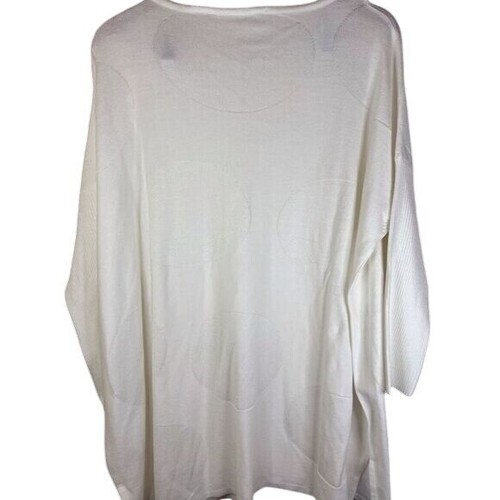 T-shirt morbida bianca classica manica lunga super morbida fluida taglia 1X - Foto 4 di 10